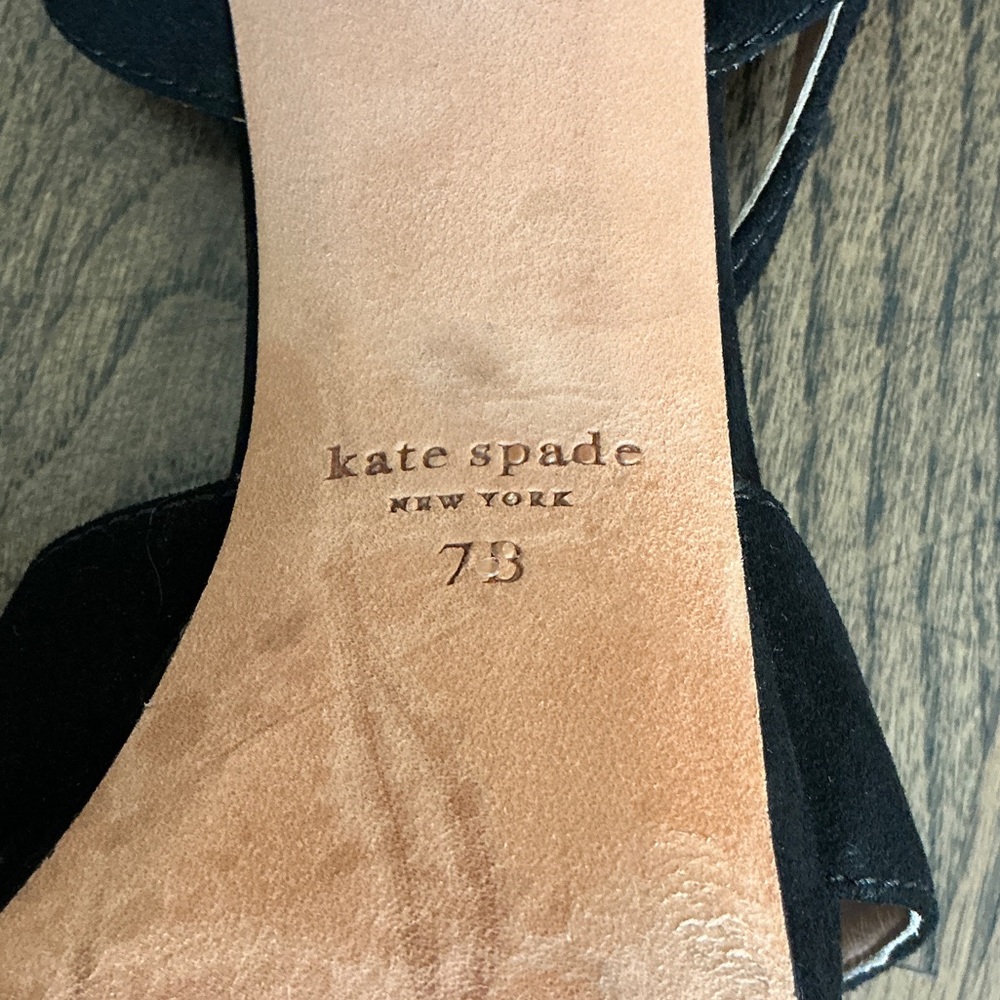 kate spade Black Suede Platform Block Heel Sandals - Picture 6 of 8